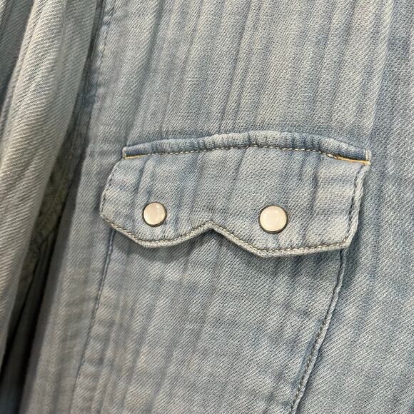 Free People Cinderella Story Shirtdress Size S Blue Denim Gauze Button Front - Picture 6 of 13